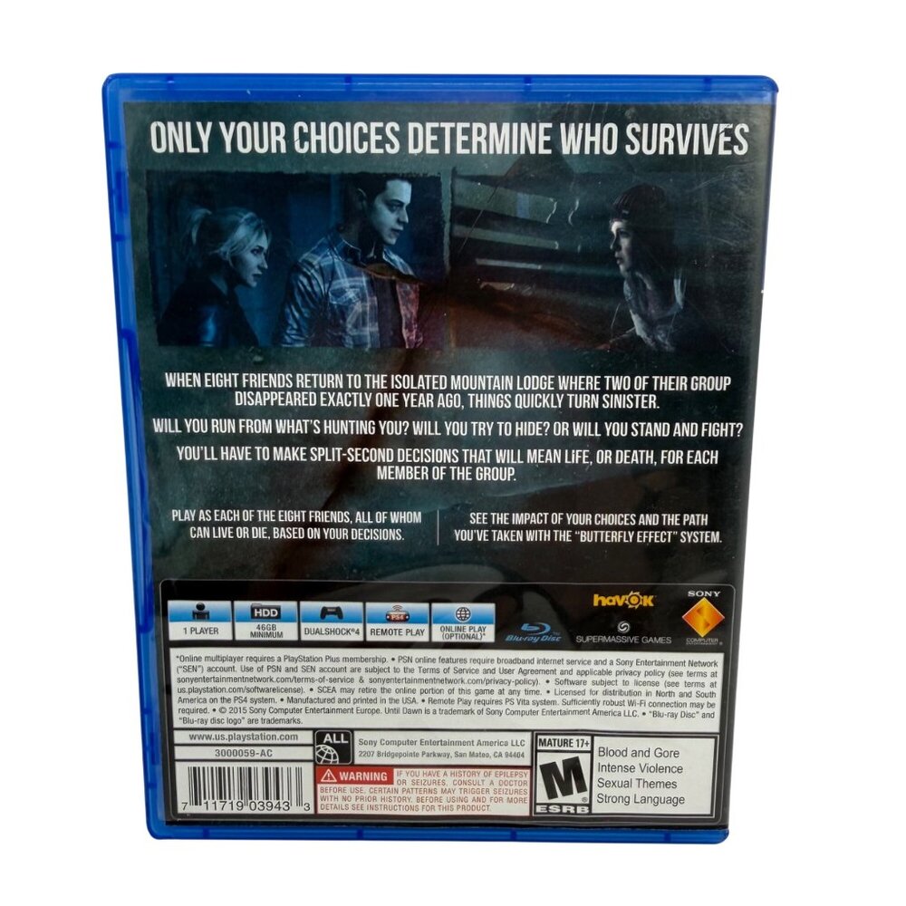 Playstation 4 PS4 - Until Dawn - Tested/Works - Picture 2 of 4